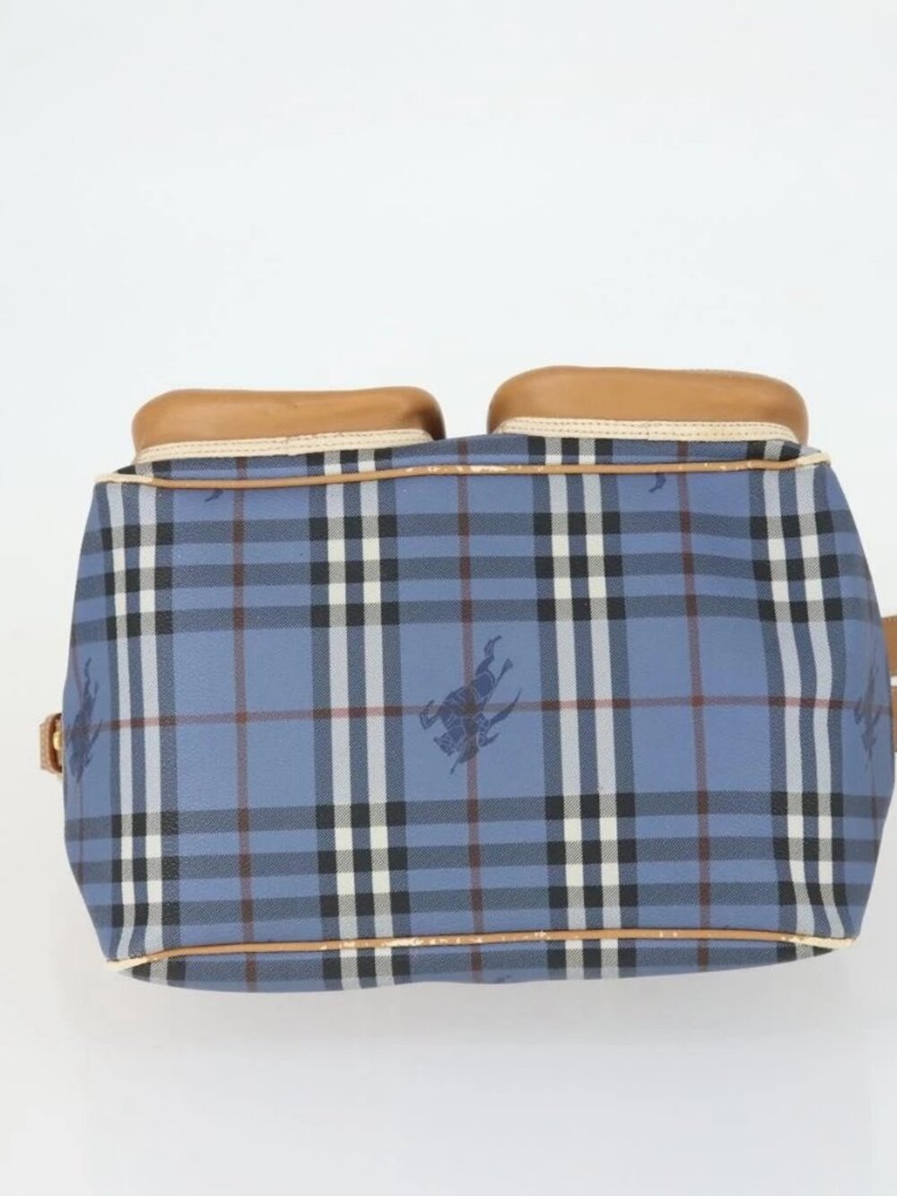Burberrys Nova Check Shoulder Bag PVC Blue Gold Auth BA9593 - Picture 10 of 15